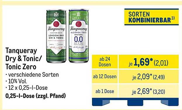 Tanqueray Dry & Tonic / Tonic Zero 0,25-I-Dose