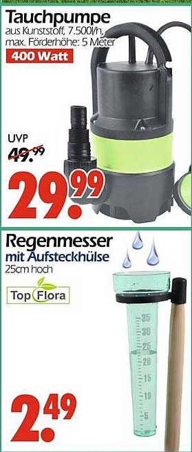 Tauchpumpe 400 Watt, max. Fördehöhe: 5 Meter