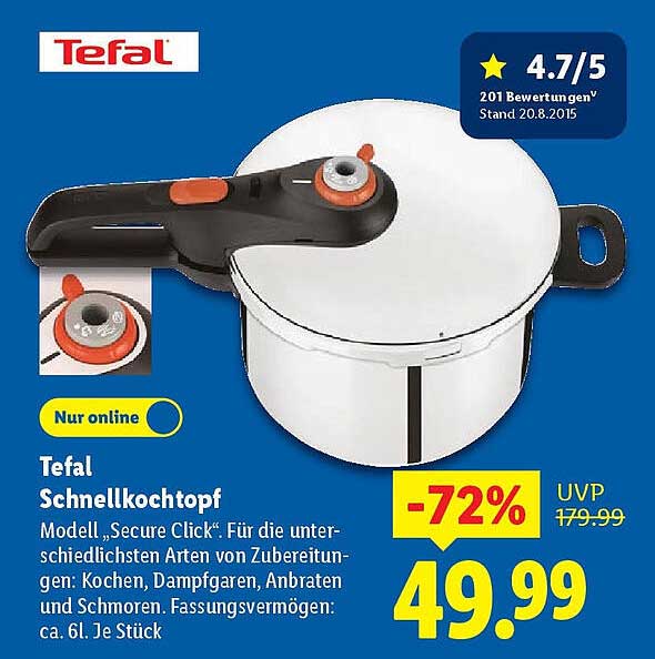 Tefal Schnellkochtopf Secure Click - Nur online erhältlich!