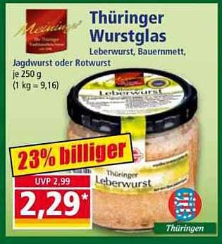 Thüringer Wurstglas - Leberwurst, Bauernmette, Jagdwurst oder Rotwurst