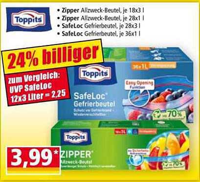 Toppits Zipper Allzweck-Beutel und SafeLoc Gefrierbeutel