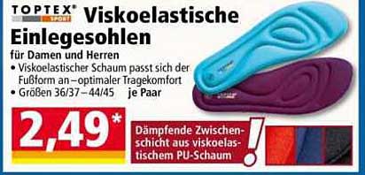 TOPTEX Viskoelastische Einlegesohlen für Damen und Herren