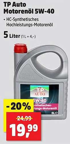 TP Auto Motoröl 5W-40 - HC-Synthetisches Hochleistungs-Motoröl