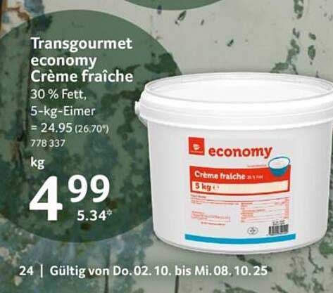 Transgourmet economy Crème fraîche 5 kg
