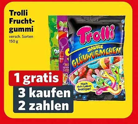 Trolli Fruchtgummi - 1 gratis, 3 kaufen, 2 zahlen