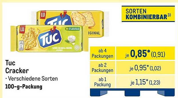 Tuc Cracker - Verschiedene Sorten 100-g-Packung