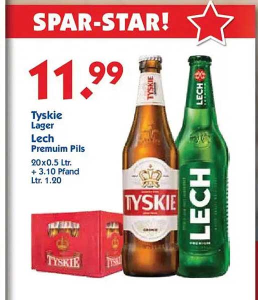 Tyskie Lager und Lech Premium Pils im Spar-Deal!