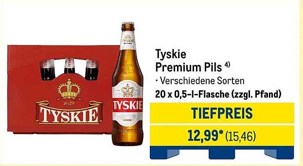 Tyskie Premium Pils - 20 x 0,5-l-Flasche