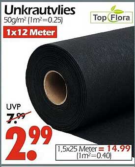 Unkrautvlies 50g/m² (1m²=0.25) 1x12 Meter
