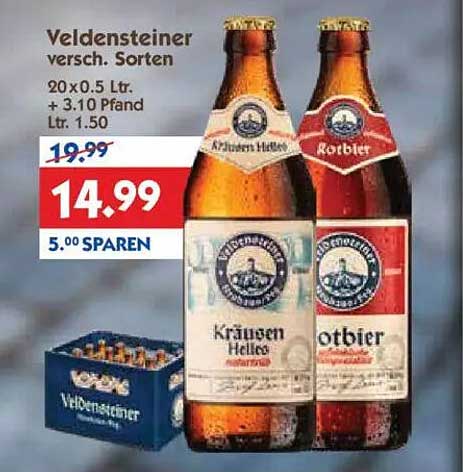 Veldensteiner verschiedene Sorten – 20 x 0,5 L Flaschen