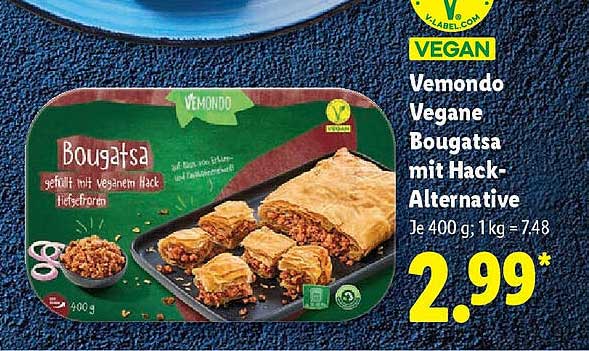 Vemondo Vegane Bougatsa mit Hack-Alternative 400 g