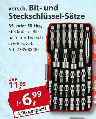versch. Bit- und Steckschlüsselsätze 35- oder 50-tlg.