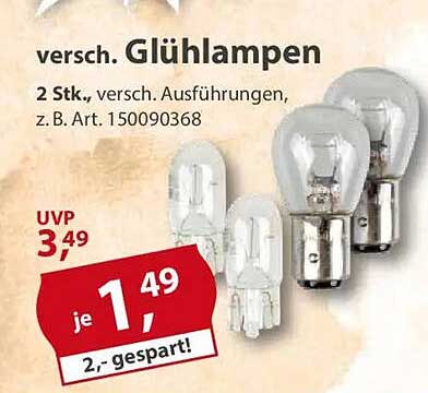versch. Glühlampen - 2 Stück für nur 1,49 €