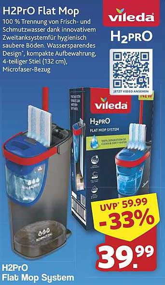 Vileda H2Pro Flat Mop – Hygienische Reinigung leicht gemacht