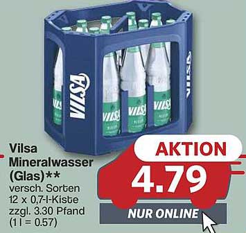 Vilsa Mineralwasser (Glas) - 12 x 0,7 l-Kiste