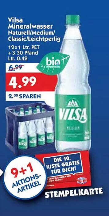 Vilsa Mineralwasser Naturell/Medium/Classic/Leichtperlig 12x1 Ltr. PET