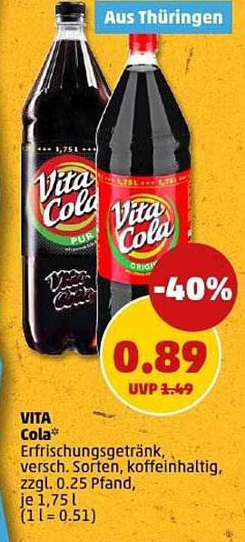 VITA Cola - Erfrischungsgetränk, verschiedene Sorten, koffeinhaltig