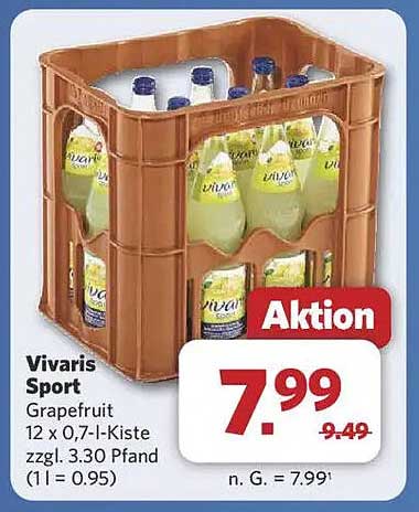 Vivaris Sport Grapefruit 12 x 0,7-l-Kiste zzgl. 3,30 Pfand