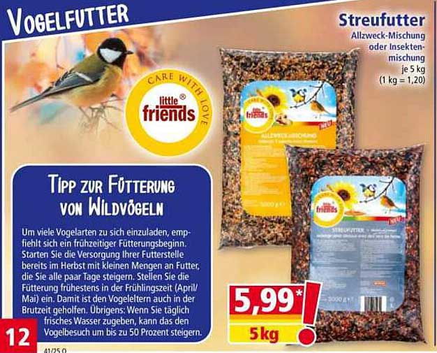 Vogelfutter Allzweck-Mischung oder Insektenmischung 5 kg