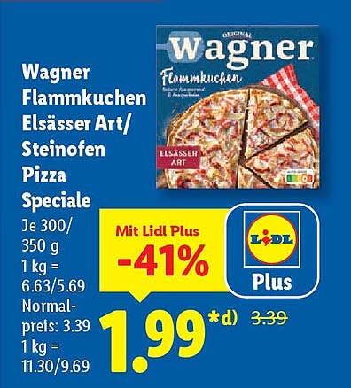 Wagner Flammkuchen Elsässer Art/Steinofen Pizza Speciale