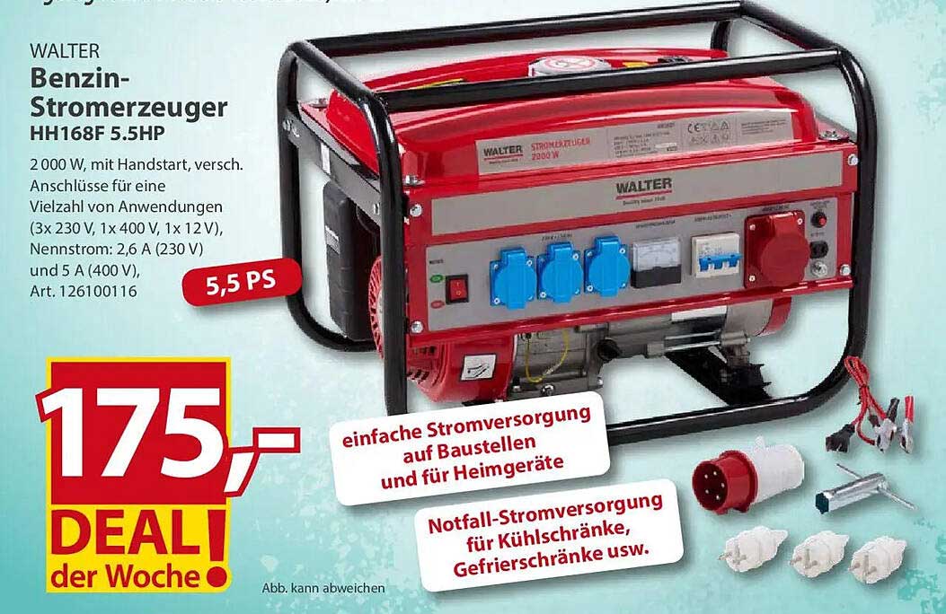 WALTER Benzin-Stromerzeuger HH168F 5.5HP