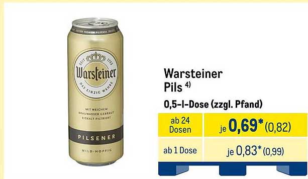 Warsteiner Pils 0,5-l-Dose (zzgl. Pfand)