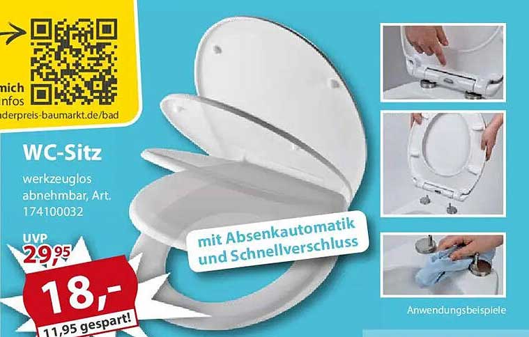 WC-Sitz mit Absenkautomatik und Schnellverschluss