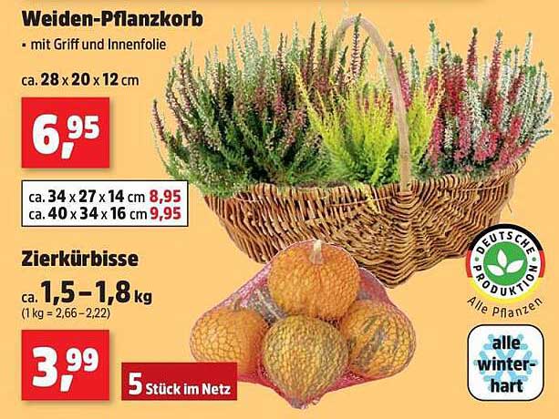 Weiden-Pflanzkorb mit Griff und Innenfolie