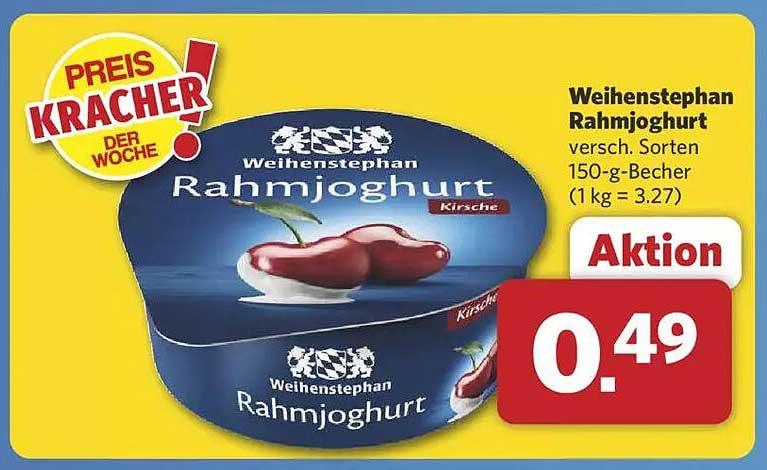Weihenstephan Rahmjoghurt verschiedenen Sorten 150-g-Becher