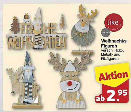 Weihnachts-Figuren in verschiedenen Designs aus Holz, Metall und Filz