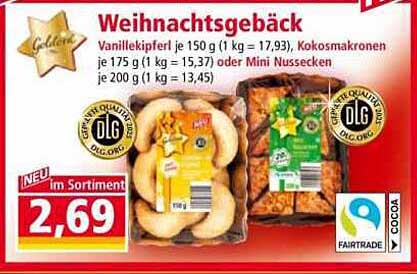 Weihnachtsgebäck: Vanillekipferl, Kokosmakronen oder Mini Nussecken