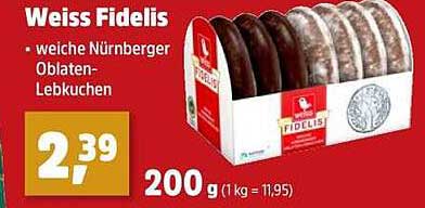 Weiss Fidelis - weiche Nürnberger Oblaten-Lebkuchen