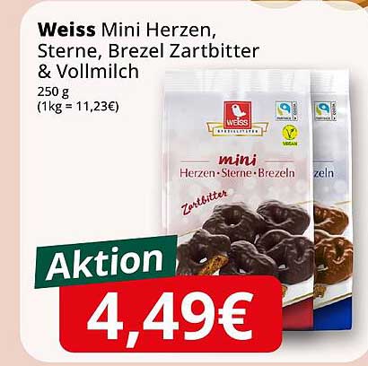 Weiss Mini Herzen, Sterne, Brezel Zartbitter & Vollmilch 250 g