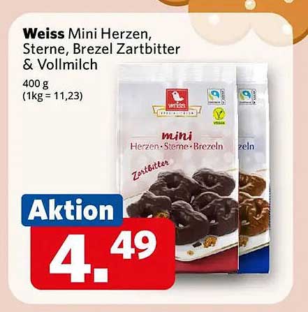 Weiss Mini Herzen, Sterne, Brezel Zartbitter & Vollmilch 400 g