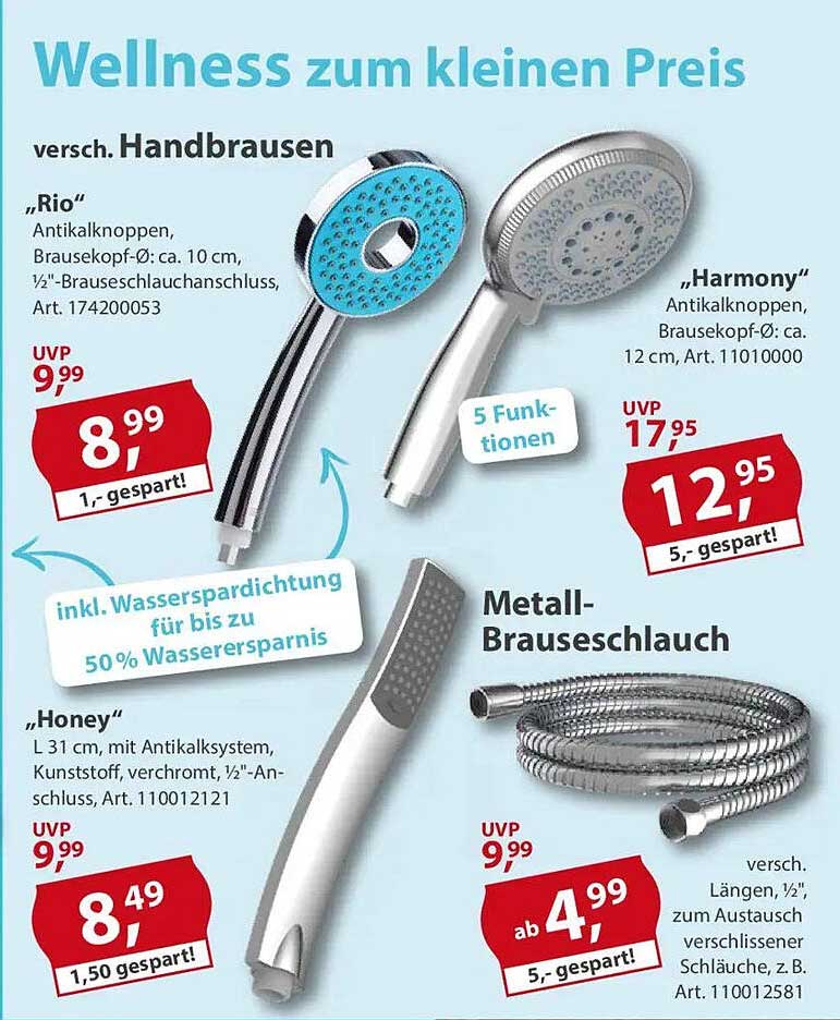 Wellness Handbrausen "Rio", "Harmony" und "Honey" – Ihre Badezimmer-Oase