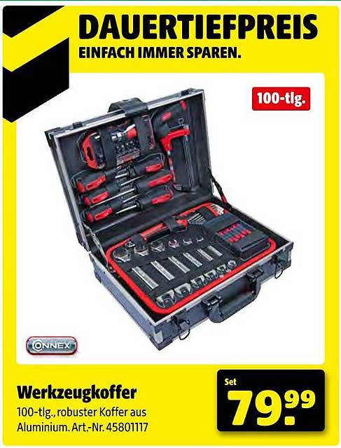 Werkzeugkoffer, 100-tlg. aus Aluminium