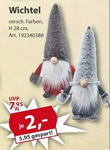 Wichtel in verschiedenen Farben, H 28 cm