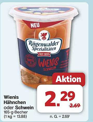 Wiener Hähnchen oder Schwein 165-g-Becher von Rügenwalder Spezialitäten