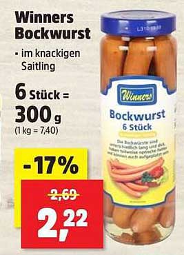 Winners Bockwurst 6 Stück im knackigen Saitling 300 g