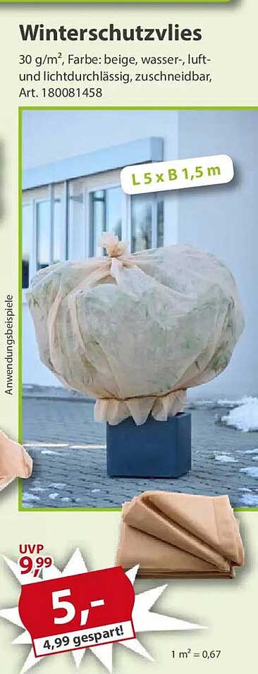 Winterschutzvlies 30 g/m² - beige, wasser- und lichtdurchlässig