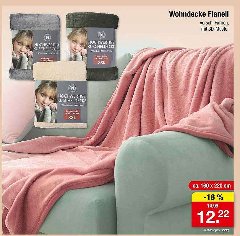 Wohndecke Flanell - verschiedene Farben, mit 3D-Muster