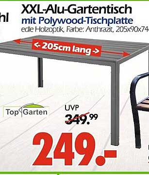 XXL-Alu-Gartentisch mit Polywood-Tischplatte