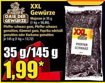 XXL Gewürze - Pfeffer schwarz, Kümmel, Paprika und mehr
