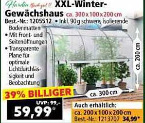 XXL-Winter-Gewächshaus ca. 300x100x200 cm