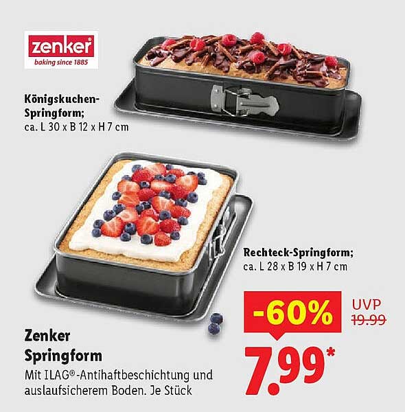 Zenker Springform - Königskuchen- und Rechteck-Springform