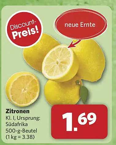 Zitronen Kl. I, Herkunft: Südafrika, 500-g-Beutel