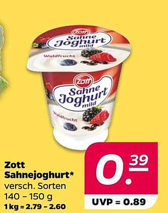 Zott Sahnejoghurt – versch. Sorten 140-150 g