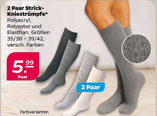 2 Paar Strick-Kniestrümpfe