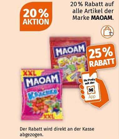 20% Rabatt auf alle Artikel der Marke MAOAM