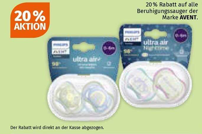 20 % Rabatt auf alle Beruhigungssauger der Marke AVENT